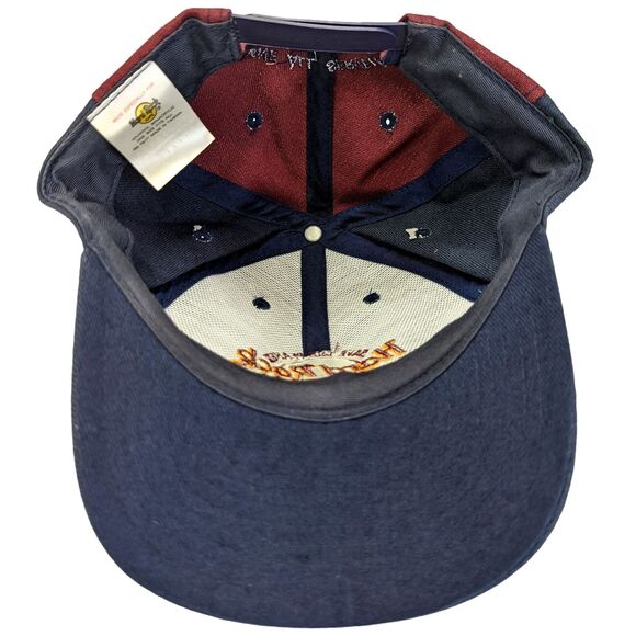 Vintage Hard Rock Cafe Blue Green Burgundy Snapback Hat Wool London 90s Retro OS - Picture 6 of 10